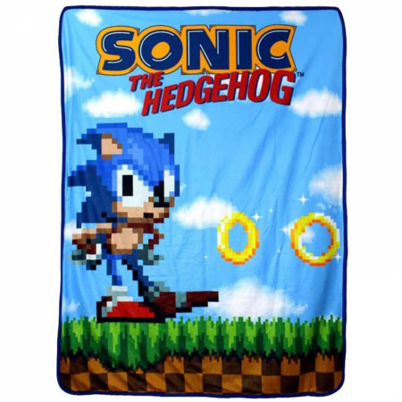 Sonic The Hedgehog Retro Game Title Screen Throw Blanket